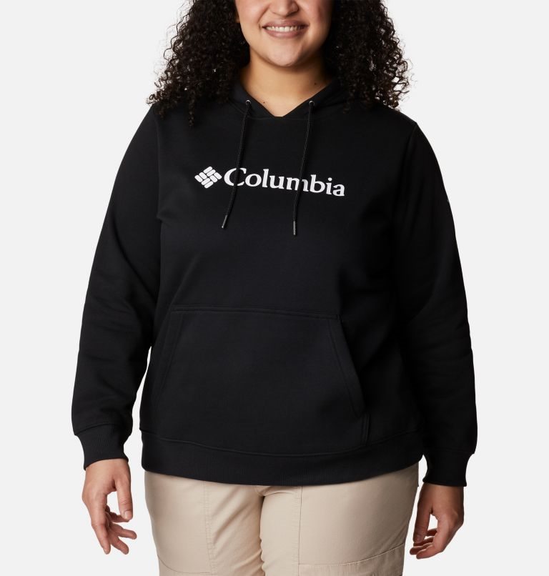 Hanorac Cu Gluga Columbia Logo Dama Negrii | Plus Size ZJM70SQ81